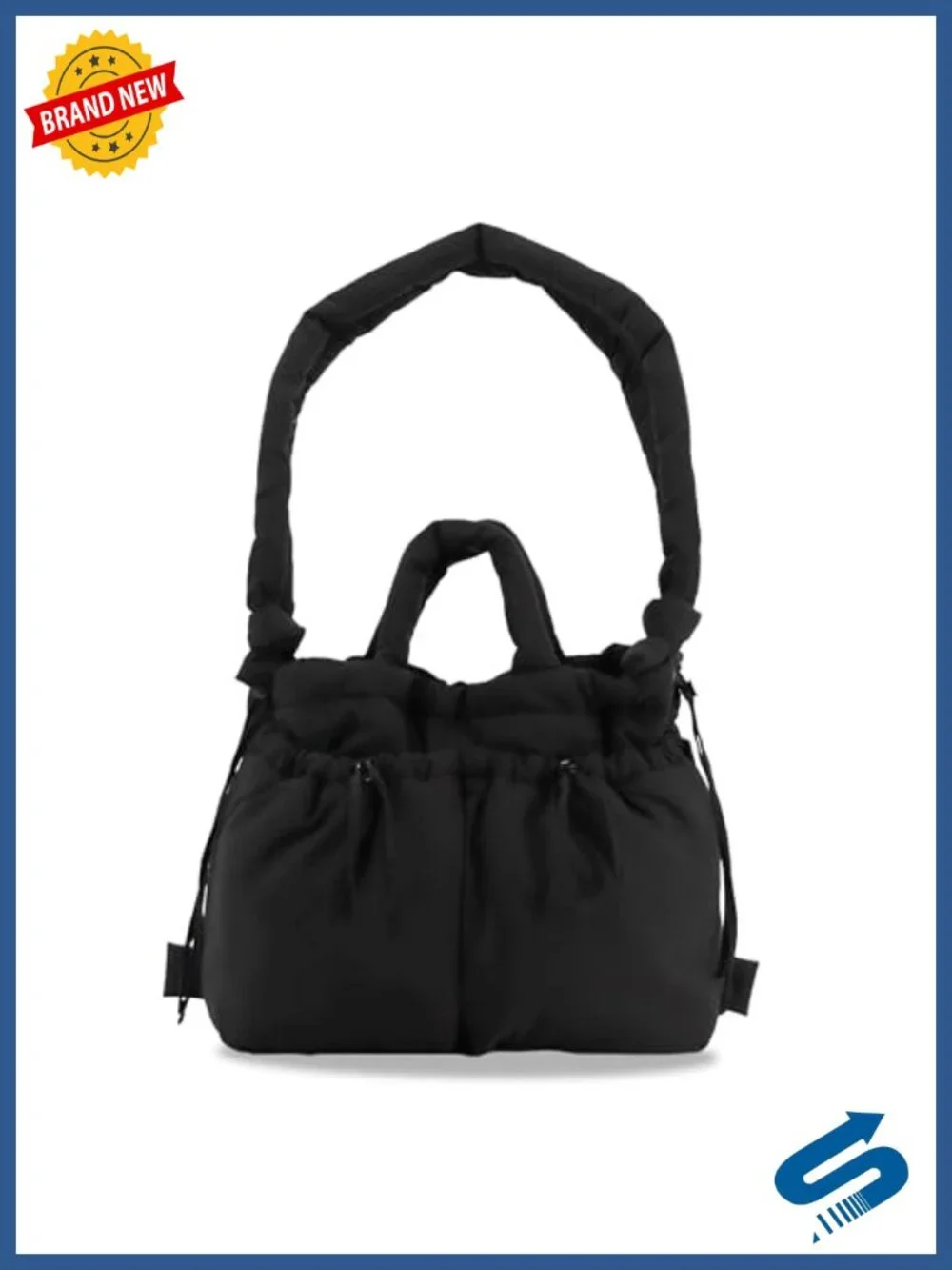 Quilted Puffer Tote Bag Converts to Backpack - Lightweight Nylon Travel Handbag